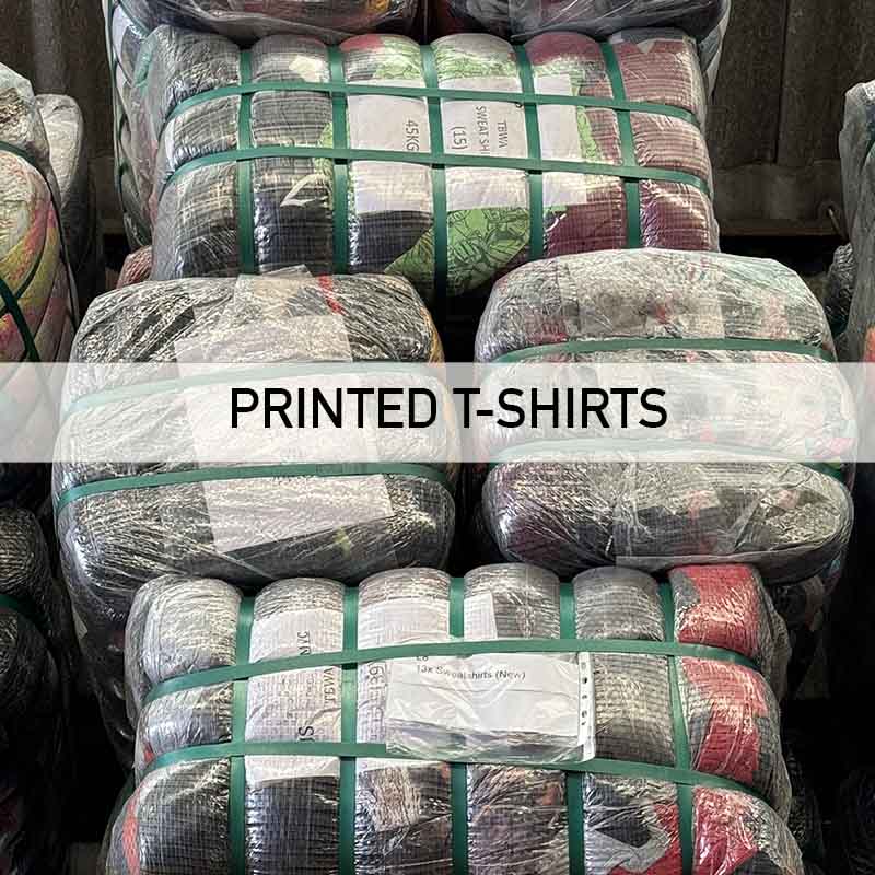 vintage and second hand printed t-shirt bales