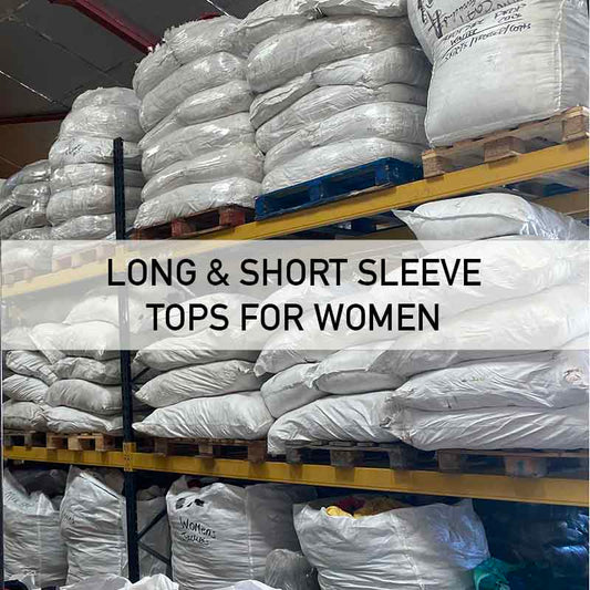 25kg bags of vintage and used long and short sleeve tops for women wholesale bundle