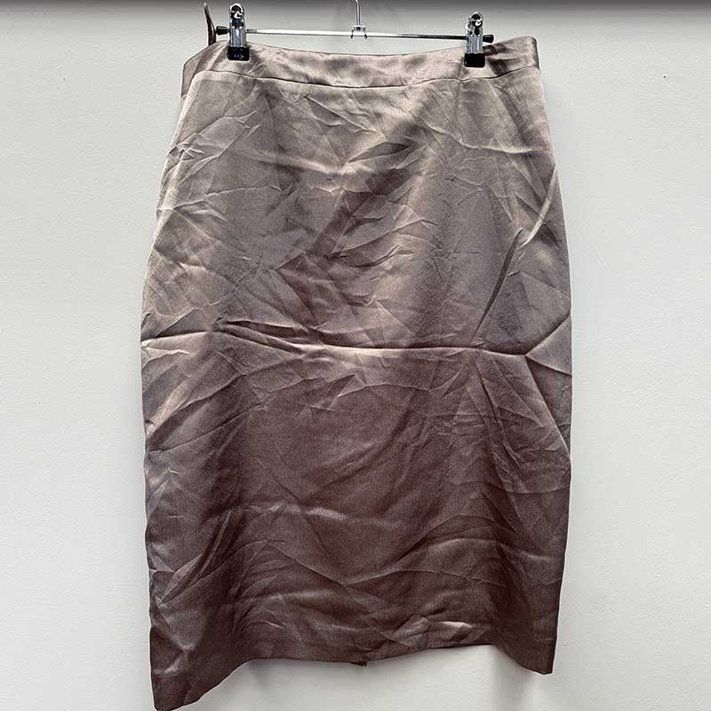 wholesale job lot of midi and knee length skirts - bronze silk skirt, example of what you might receive