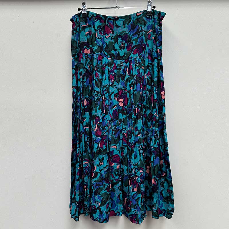 wholesale job lot of midi and knee length skirts - blue floral skirt, example of what you might receive