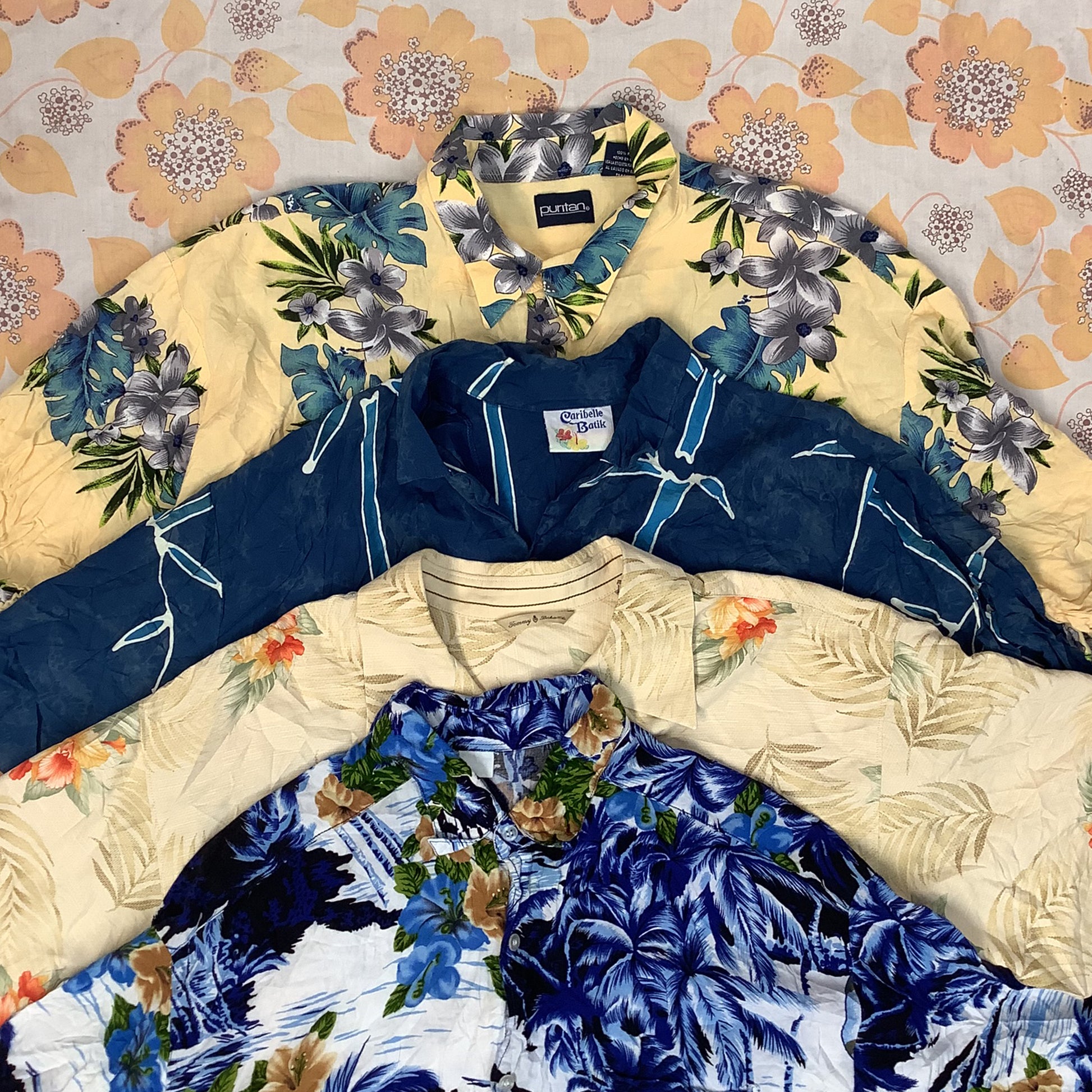 Wholesale vintage and secondhand mixed bundles of Hawaiian shirts. Choose from Grade A, B or ungraded to bulk buy per kilo, piece or bale. Handpick available in Sussex warehouse of Brighton's biggest vintage retailer or shop at kilo sale events.