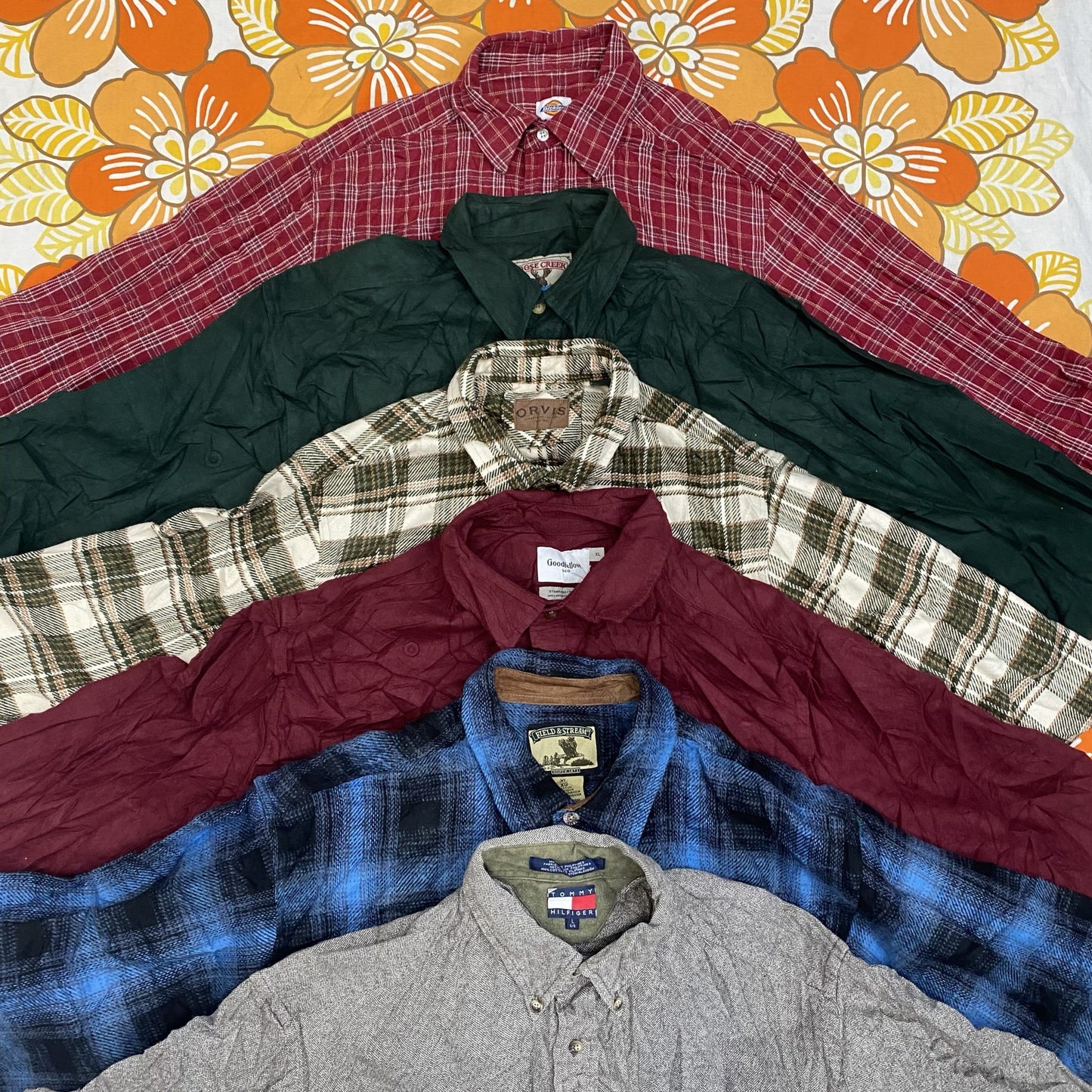 Wholesale vintage and secondhand mixed bundles of flannel shirts. Choose from Grade A, B or ungraded to bulk buy per kilo, piece or bale. Handpick available in Sussex warehouse of Brighton's biggest vintage retailer or shop at monthly kilo sale events.