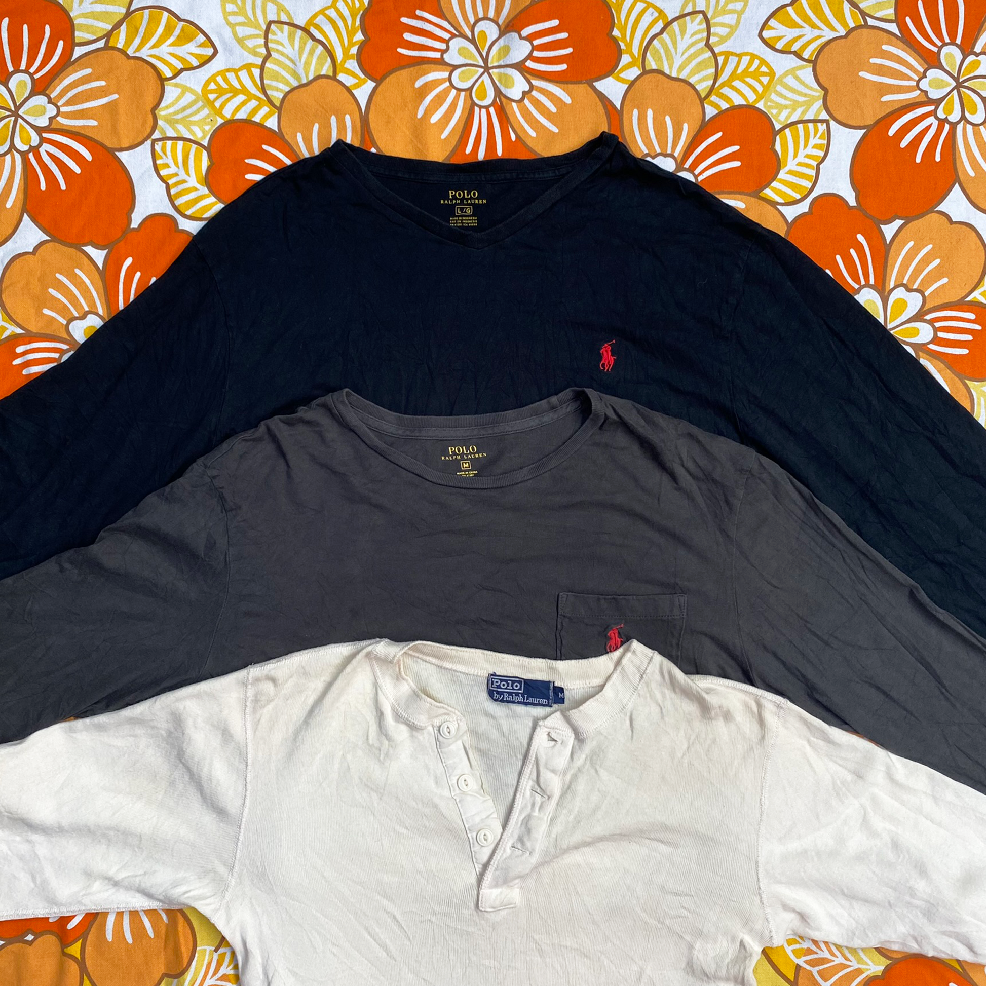 Wholesale vintage and secondhand mixed bundles of long sleeve T-shirts. Choose from Grade A, B or ungraded to bulk buy per kilo, piece or bale. Handpick available in Sussex warehouse of Brighton's biggest vintage retailer or shop at monthly kilo sale events.