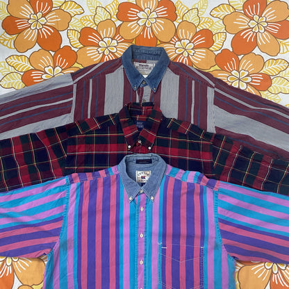 Wholesale vintage and secondhand mixed bundles of long sleeve men's shirts. Choose from Grade A, B or ungraded to bulk buy per kilo, piece or bale. Handpick available in Sussex warehouse of Brighton's biggest vintage retailer or shop at monthly kilo sale events.