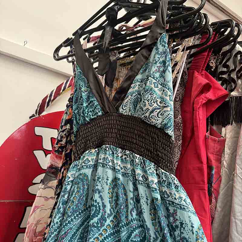 Long Summer Dresses Wholesale Bundle - Blue boho patterned dress, example of what you might receive. 