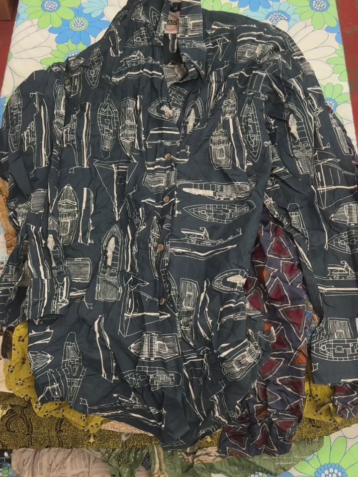Vintage & Second Hand Patterned Long Sleeve Shirts For Men Wholesale Bulk 25kg Bag Video example of what you might receive